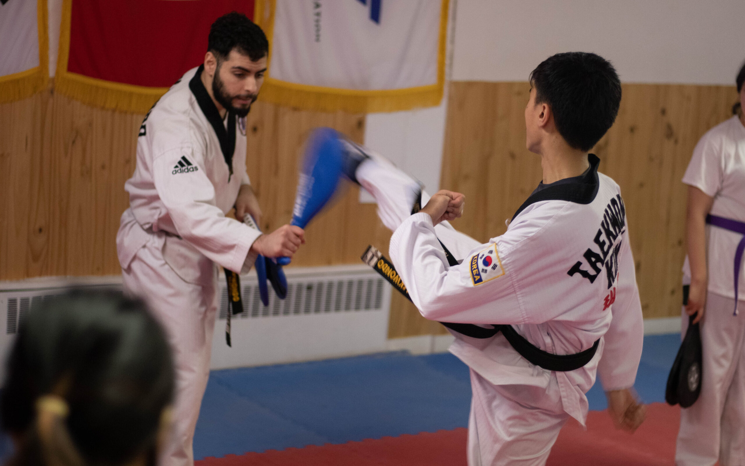 Two adults in the Adult Class at Kim's Taekwondo in Montreal